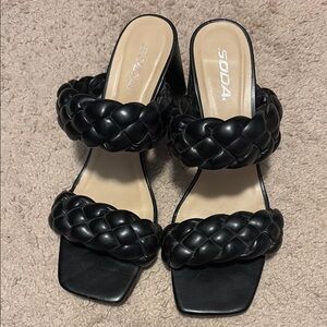 Soda Women's Black Braided Sandals